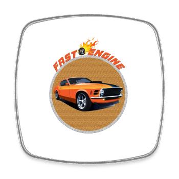 SUPER CAR FAST ENGINE SPORTS CAR - Square fridge magnet - white - Front