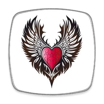 Heart Wings Winged Heart - Square fridge magnet - white - Front
