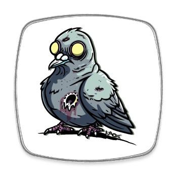 Blinde gruselige Zombie Taube - Viereckiger Kühlschrankmagnet - Weiß - Vorne
