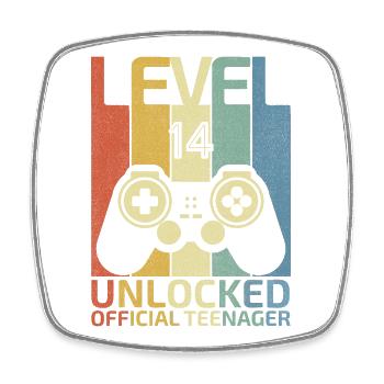 Level 14 Offizieller Teenager freigeschaltet - Viereckiger Kühlschrankmagnet - Weiß - Vorne