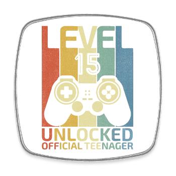 Level 15 Freigeschalteter offizieller Teenager - Viereckiger Kühlschrankmagnet - Weiß - Vorne