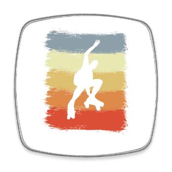 Vintage Roller Skating Skater - Square fridge magnet - white - Front