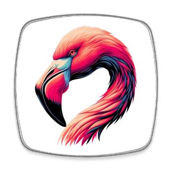 Flamant - Magnet carré - blanc - Devant
