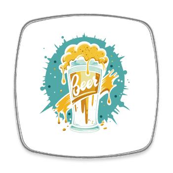 Foamy Beer Splash Grafik - Viereckiger Kühlschrankmagnet - Weiß - Vorne