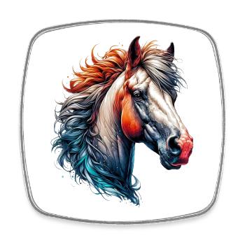 Cheval - Magnet carré - blanc - Devant