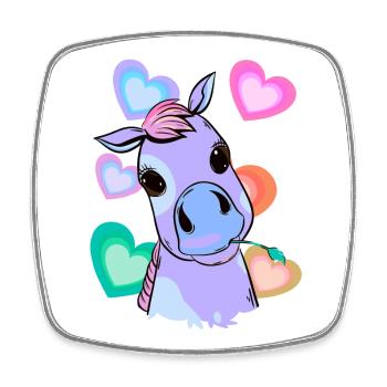 Fantasy Heart Pony Colorful Colorful Child Baby - Square fridge magnet - white - Front