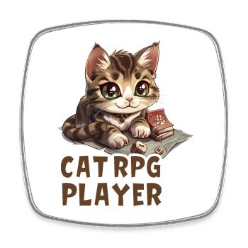 Katzen RPG Player W20 Rollenspiel Shirt - Viereckiger Kühlschrankmagnet - Weiß - Vorne