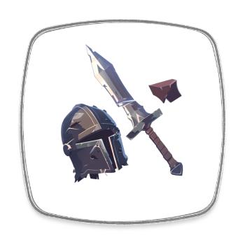 RPG Items Sword Helmet RPG Shirt - Square fridge magnet - white - Front