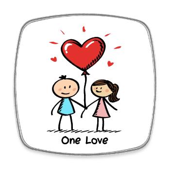 Stick Figure Lovers Couple Valentine's Day - Square fridge magnet - white - Front