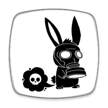 Farting Black Rabbit - Square fridge magnet - white - Front