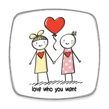 Strichmännchen Lesbisches Liebespaar Liebe - Viereckiger Kühlschrankmagnet - Weiß - Vorne