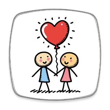 Strichmännchen Liebespaar Pärchen Liebe - Viereckiger Kühlschrankmagnet - Weiß - Vorne