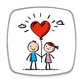 Strichmännchen Liebespaar Pärchen Liebe - Viereckiger Kühlschrankmagnet - Weiß - Vorne
