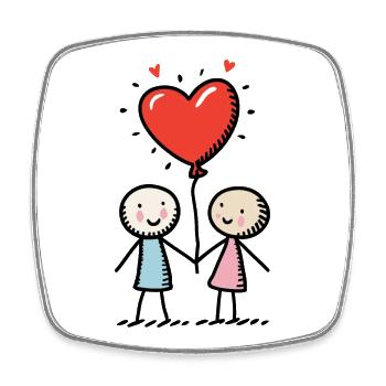 Strichmännchen Liebespaar Pärchen Liebe - Viereckiger Kühlschrankmagnet - Weiß - Vorne