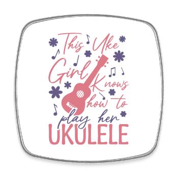 Uke Girl - Square fridge magnet - white - Front
