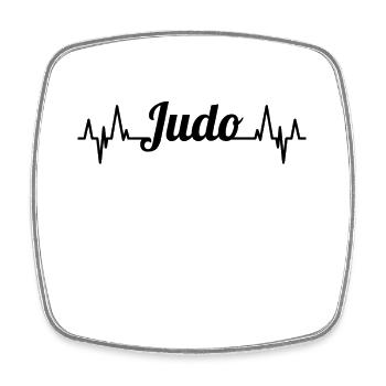 Judoka ECG Heartbeat - Square fridge magnet - white - Front