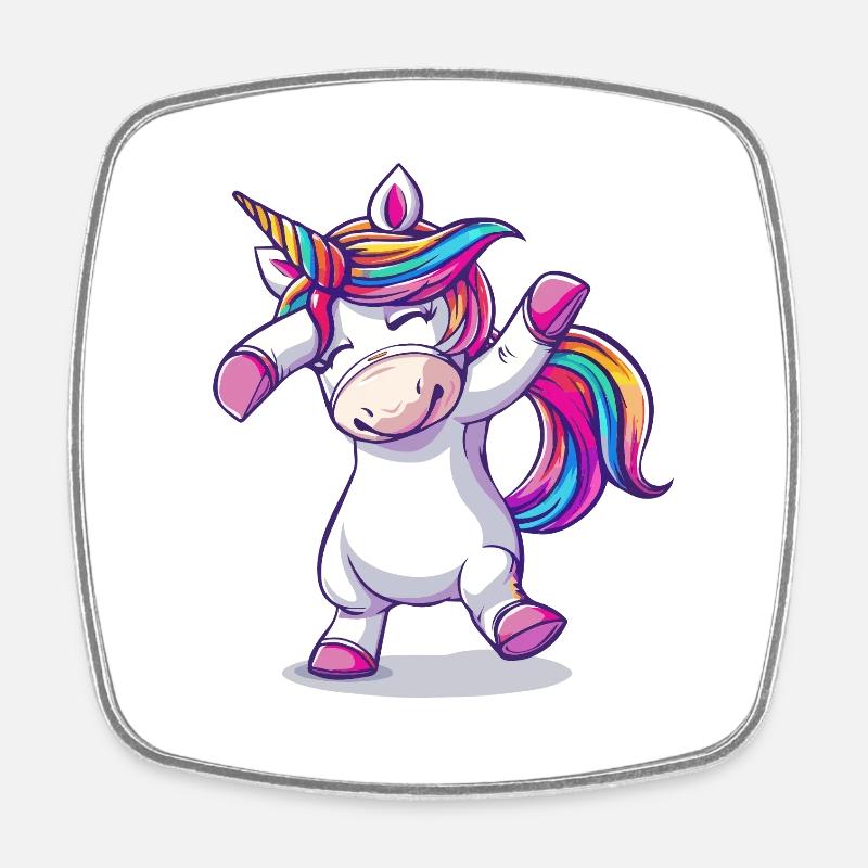 Licorne dansante - Magnet carré - blanc