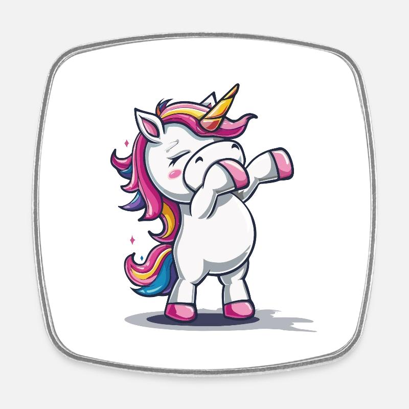 Licorne dansante - Magnet carré - blanc