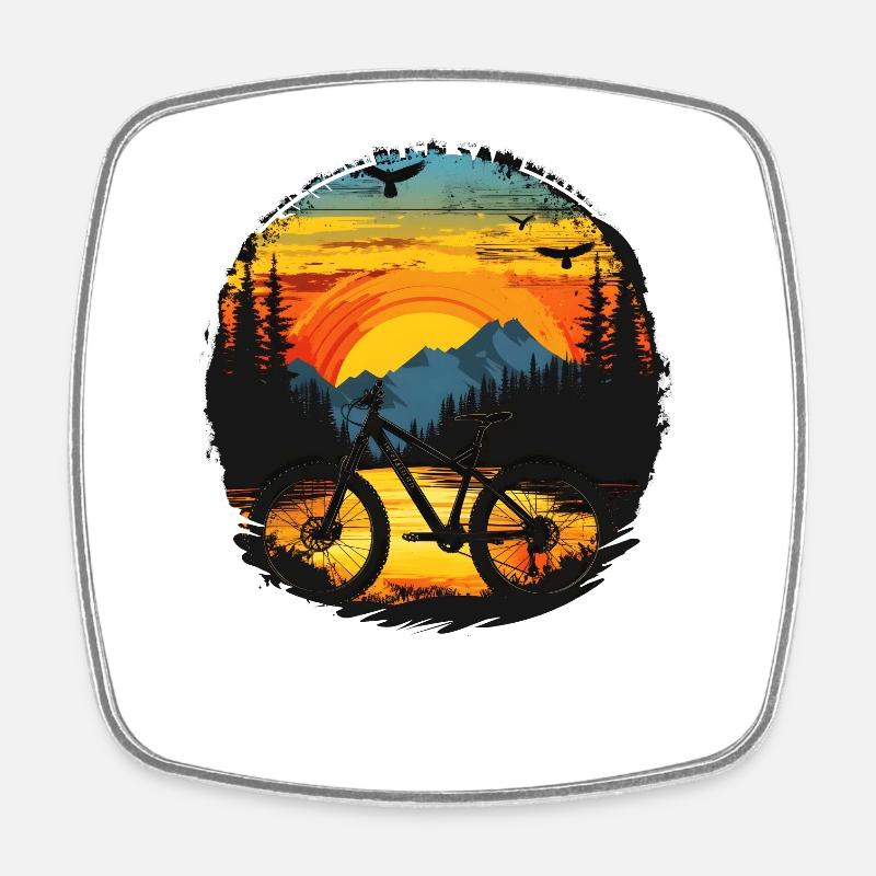 Mountainbiking Porträt - Viereckiger Kühlschrankmagnet - Weiß