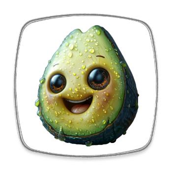 Laughing Avocado Big Eyes Happy Shirt - Square fridge magnet - white - Front