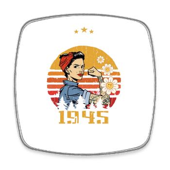April 1945 Birthday Gift April 1945 Vintage - Square fridge magnet - white - Front
