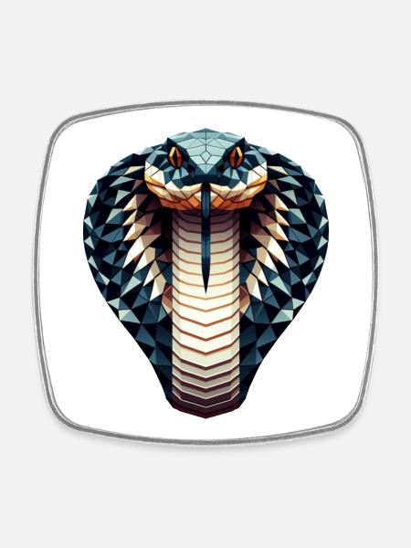 Un cobra royal dans le style polygonal - Magnet carré - blanc