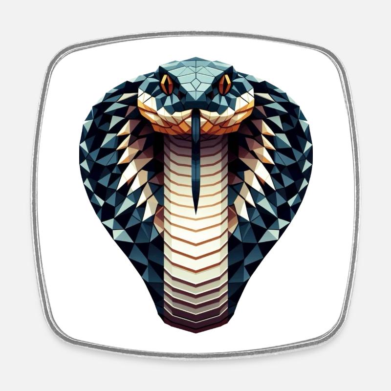 Un cobra royal dans le style polygonal - Magnet carré - blanc