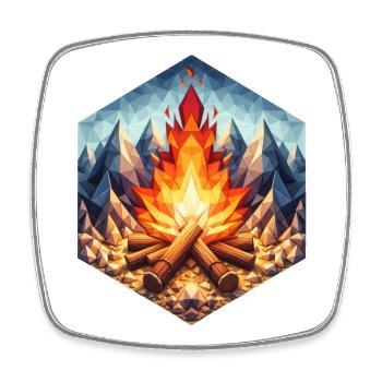 Un feu de camp de style polygonal - Magnet carré - blanc - Devant