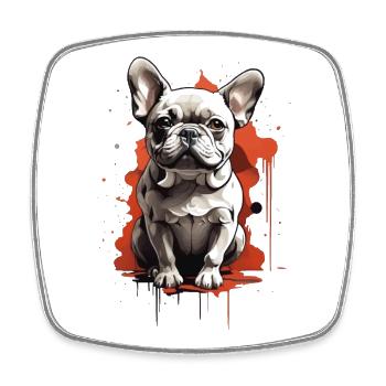 CUTE FRENCH BULLDOG - Square fridge magnet - white - Front