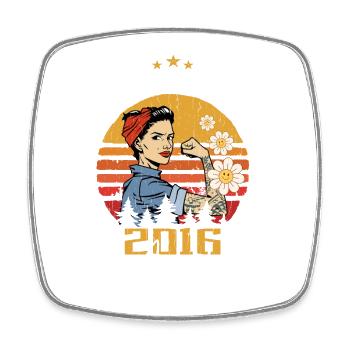 April 2016 Geburtstagsgeschenk April 2016 Vintage - Viereckiger Kühlschrankmagnet - Weiß - Vorne