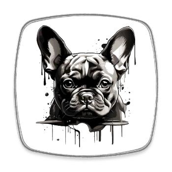 DOG FRENCH BULLDOG - Square fridge magnet - white - Front