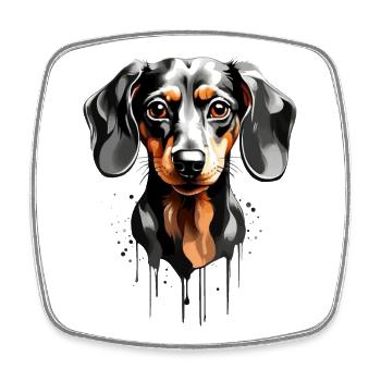 DOG SHORTHAIR DACHSHUND CUTE DACHSHUND - Square fridge magnet - white - Front
