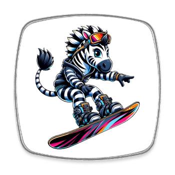 Zebra Snowboarder Winter Sport - Viereckiger Kühlschrankmagnet - Weiß - Vorne