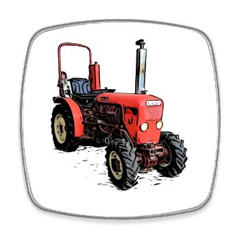 Tracteur à voie étroite - Magnet carré - blanc - Devant