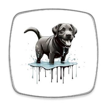SÜßER SCHWARZER LABRADOR - Viereckiger Kühlschrankmagnet - Weiß - Vorne
