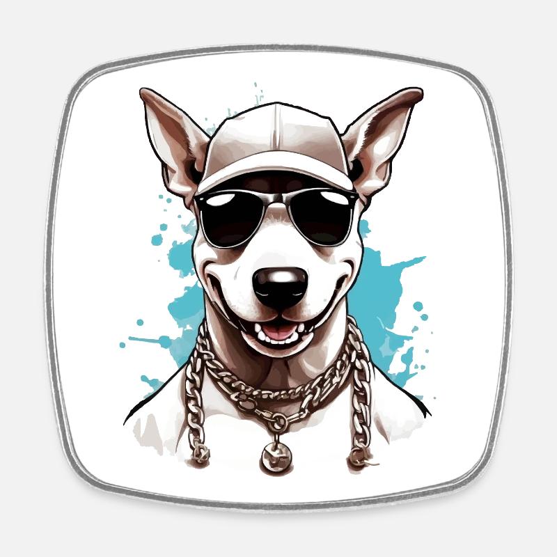 RAP COOL BULL TERRIER - Magnet carré - blanc