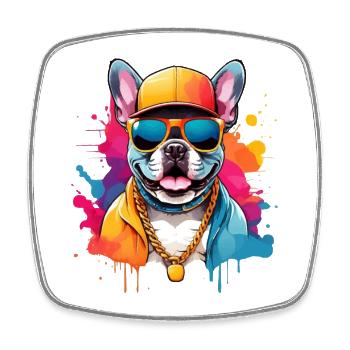 COOL SUMMER FRENCH BULLDOG - Square fridge magnet - white - Front