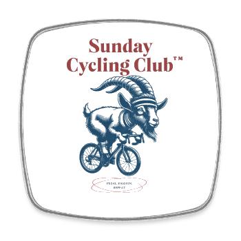 Sunday Cycling Club Mountain Goat - Square fridge magnet - white - Front