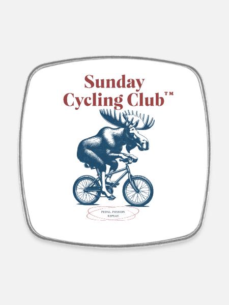 Sunday Cycling Club Elch - Viereckiger Kühlschrankmagnet - Weiß