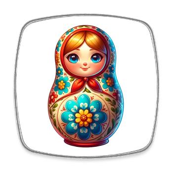 Russian Khokhloma Russia Russian Russian - Square fridge magnet - white - Front