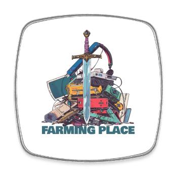 Farming Place Legendary Loot Level Gamer Shirt - Viereckiger Kühlschrankmagnet - Weiß - Vorne