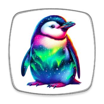 Aurora Borealis Penguin - Square fridge magnet - white - Front