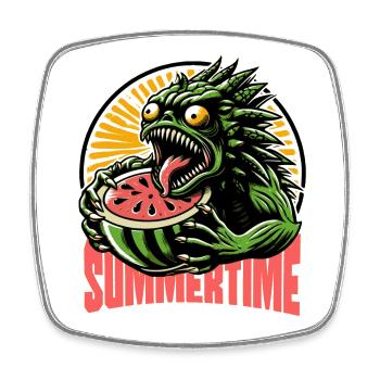 Summertime Summer Vibes Plage Melon Monstre - Magnet carré - blanc - Devant