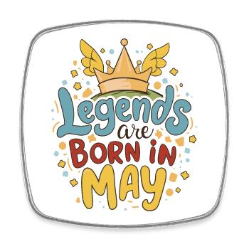 Legends are born in May - Viereckiger Kühlschrankmagnet - Weiß - Vorne