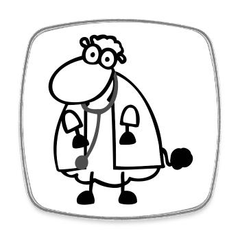 Mouton du docteur - Magnet carré - blanc - Devant