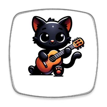 Musicien Black Cat Guitariste Bombay Cats - Magnet carré - blanc - Devant