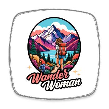 Wander Woman Wandern Wanderwoman Berge Natur Retro - Viereckiger Kühlschrankmagnet - Weiß - Vorne