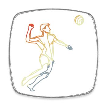 Beach Volley-ball Vintage Line Art - Magnet carré - blanc - Devant