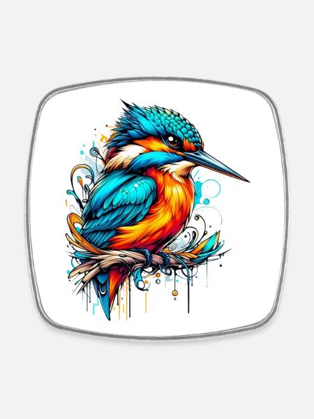 Eisvogel - Viereckiger Kühlschrankmagnet - Weiß