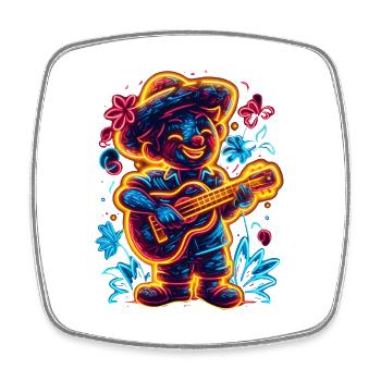 Ukulele Retrowave - Viereckiger Kühlschrankmagnet - Weiß - Vorne
